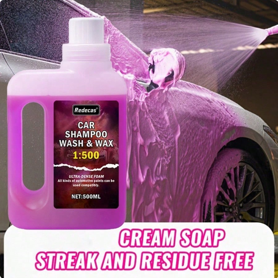 Car Wax Ceramic Coating - 500ml Rosa Schaum-Autowaschmittel, Hochkonzentriertes Wachs bildet